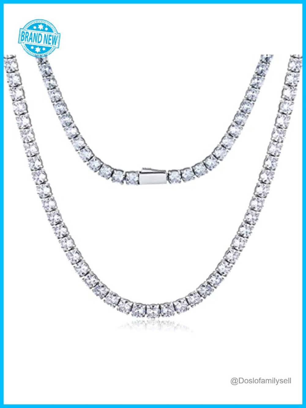 Tennis Necklace 4mm Stainless Steel Cubic Zirconia 22in Chain Men Women